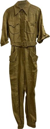 Zimmermann Belted Jumpsuit in Khaki Linen