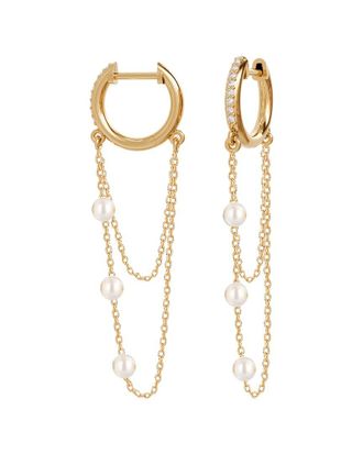 Gabi Rielle 14K Over Silver Pearl Cz Huggie Hoops