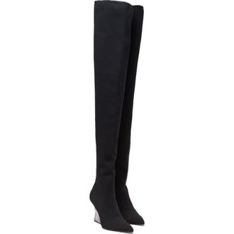 Balmain Wedge knit thigh-high boots in Black at Nordstrom, Size 35
