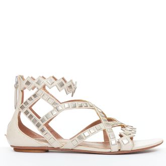 Alaia Alaia Studded Leather Flat Sandals