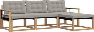 vidaXL Conjunto De Sof&aacute;s De Exterior 4 Uds. Blanco Y Gris Claro Vidaxl