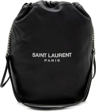 Saint Laurent Black Leather Teddy Bucket Bag (Authentic Pre-Loved)