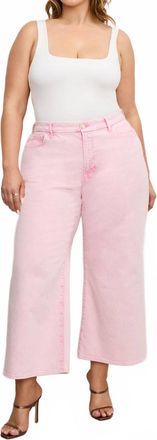 Good American Good Waist Cropped Palazzo Jeans In Mineral Rose Quartz