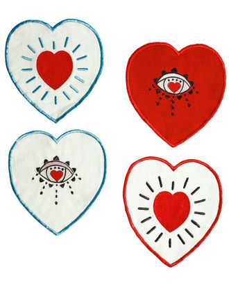 Tiramisu Set Of 4 Modern Mystical Heart Cocktail Napkins