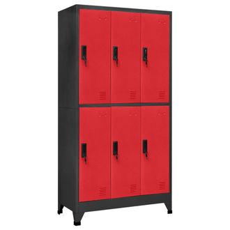 vidaXL Taquilla De Acero Gris Antracita Y Rojo 90x45x180 Cm Vidaxl