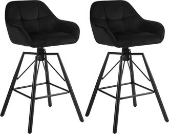 Woltu Woltu - 2x Taburetes De Bar De Terciopelo Y Cuero Patas De Metal Con Reposabrazos Y Respaldo Taburetes De Cocina Giratorios Para Desayuno Silla Nueva 