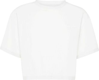 Plein Sport cropped crew-neck T-shirt - women - Cotton/Modal/Spandex/Elastane - S - White