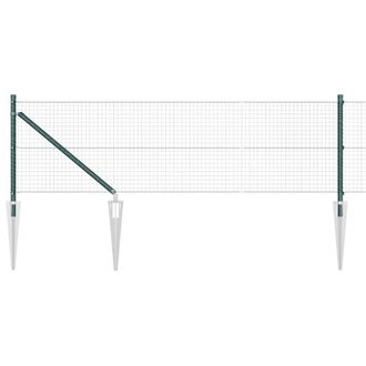 Berkfield Home Welded Wire Fence with 7 Spike Posts Green 0.8x10 m Steel