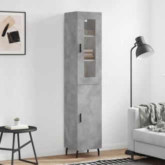 vidaXL Vidaxl - Aparador De Madera Contrachapada Gris Hormig&oacute;n 34,5x34x180 Cm