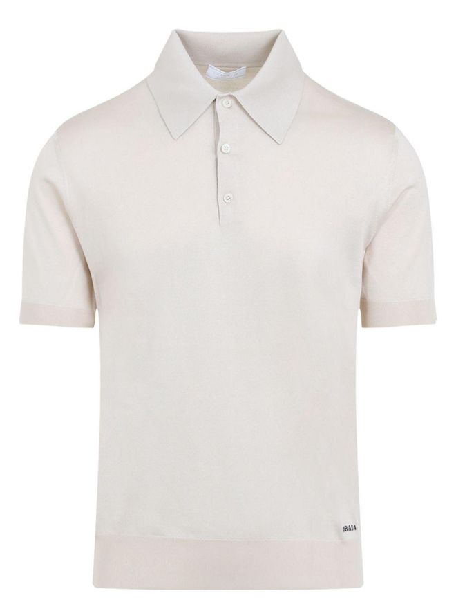 Tシャツ・カットソー PRADA SS25 Sand silk polo shirt (UMB925SOOO16AI F0018) Prada Womens Sand Silk Polo Shirt in Beige O Tan | Size 50