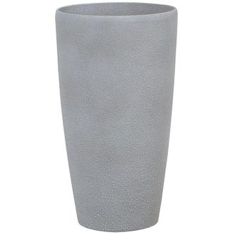 Beliani Maceta De Flores Gris Alto 58 X &Oslash; 31 Cm Accesorio Moderno Minimalista Interior Exterior Abdera
