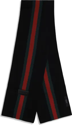 Gucci Web Stripe Merino Wool Scarf - Black