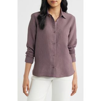 Mavi Pinstripe Button-Up Shirt in Huckleberry Stripe at Nordstrom, Size X-Small