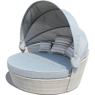 Milani Home Milani Home - mars - divano da giardino circolare completo di cuscino intreccio in rattan sintetico