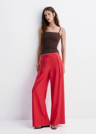 Mango Top avvitato dettaglio pizzo marrone - Donna - M - MANGO