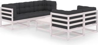 vidaXL Vidaxl - Muebles De Jard&iacute;n 6 Piezas Con Cojines De Madera De Pino Maciza