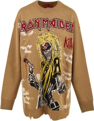 Aniye By Iron Maiden Maxi Sweater - Dames - Ronde hals truien - Bruin - M - Wol - Truien & Vesten