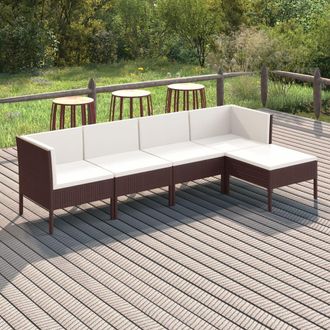 vidaXL 5 Pcs Garden Lounge Set Con Coj&iacute;n Mimbre Pe Brown