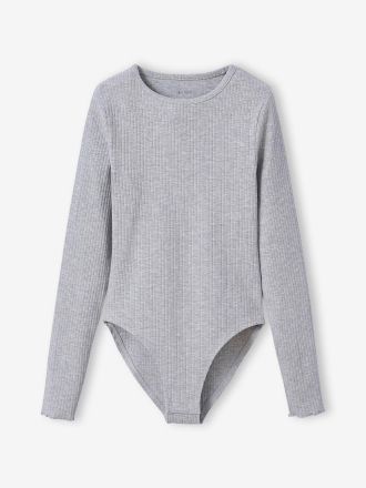 Jonen M&auml;dchen Langarmbody aus Rippjersey JONEN grau meliert