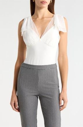 ASTR the Label Maelie Bow Shoulder Bodysuit in White at Nordstrom Rack, Size X-Small