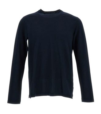 Zanone Dark Blue Solid Crew Neck T-Shirt