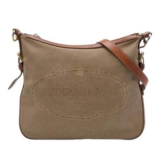 Prada Pre-owned Crossbody Bag - Dames - Pre-owned - Beige - Maat: ONE Size Leer