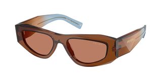 Prada PR B19SF Asian Fit 25F90Q Mens Sunglasses Brown Size 53