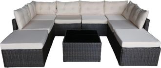 Concept Usine Mobiliario de jard&iacute;n de 8 plazas en resina tejida marr&oacute;n y beige