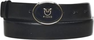 Pinko Ovale Gesp Riem - Dames - Riemen - Zwart - XS - Leer - Accessoires