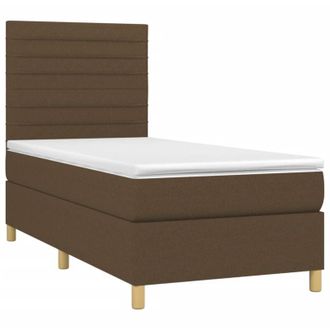vidaXL Vidaxl - Cama Box Spring Colch&oacute;n Luces Led Tela Marr&oacute;n Oscuro 100x200cm