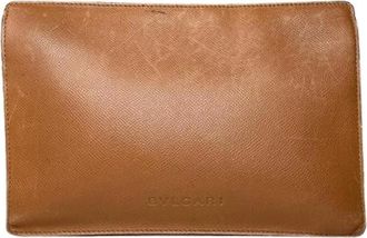 Bulgari Pre-owned Clutches, female, Brown, Size: ONE SIZE Pre-owned Vintage Leather Clutch