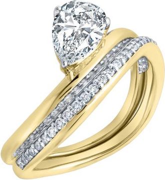 LuvMyJewelry Selena Silk Wave 1.4 Ct Pear Lab Grown Diamond Engagement Ring in 14K Yellow Gold at Nordstrom, Size 7