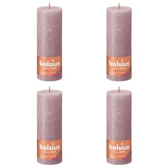 Bolsius Bolsius Velas Pilar R&uacute;sticas Shine 4 Uds 190x68 Mm Rosa Ceniza