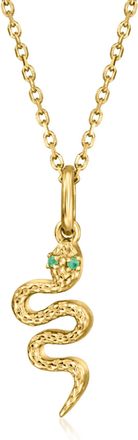 RS Pure by Ross-Simons 18kt Gold Vermeil Snake Pendant Necklace With Emeralds
