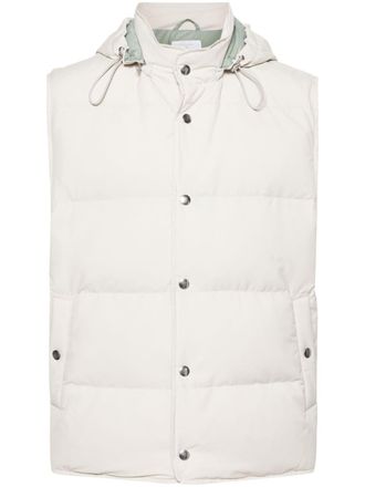 Eleventy hooded padded gilet - men - Wool/Polyamide/Polyester/Down - 48 - Neutrals