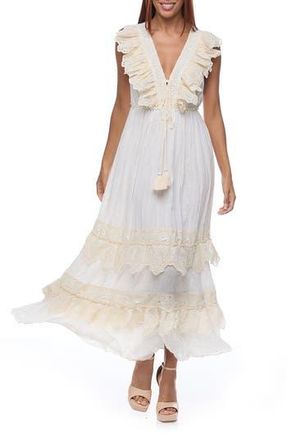 Ranee&rsquo;s Ruffle Sleeveless Cotton Maxi Dress in White at Nordstrom Rack