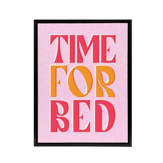 Artery8 Time For Bed Pink & Orange Bold Modern Black Framed Canvas Art Print | Size: W24 x H32