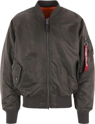 Alpha Industries Omkeerbare Grijze en Oranje Bomberjas - Heren - Bomber jackets - Grijs - M - Nylon - Jassen