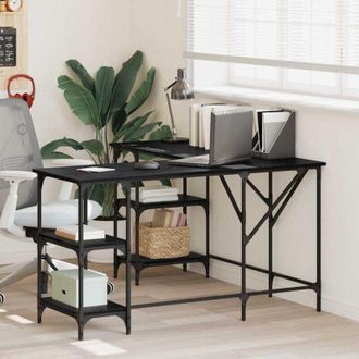 vidaXL Desk Black Oak 139 x 139 x 75 cm Engineered Wood vidaXL