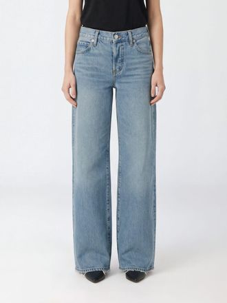 Frame Denim The Pixie Gray High-Waisted Wide Leg Jeans in Cotton Denim