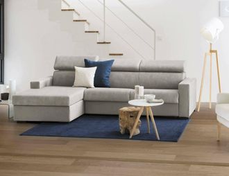 Dmora Sofa Cama Alda, Sof&aacute; De Esquina, 100% Made In Italy, Sof&aacute; Con Apertura Giratoria, Con Contenedor Izquierdo Pen&iacute;nsula, Con Reposabrazos Est&aacute;ndar, Cm 28