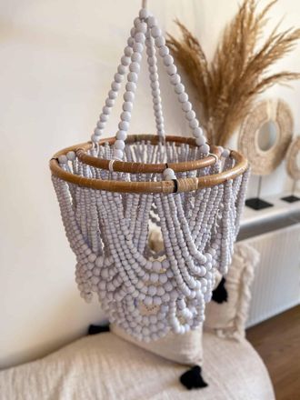 OEM L&aacute;mpara De Ara&ntilde;a Blanca Con Cuentas, Tama&ntilde;o M, 33x63