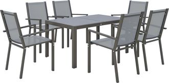 OEM Conjunto De Mesa Y Sillas Jard&iacute;n Con Sillas Apilables Y Marco De Acero Para Terraza Patio Gris Claro