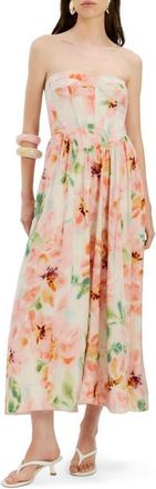 Bardot Lola Floral Strapless Corset Dress in Pink Floral at Nordstrom, Size 12