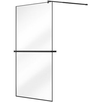 Vente-Unique Parete per doccia walk-in con portasciugamani e scaffale 120 x 200 cm Nero opaco - BONPERO