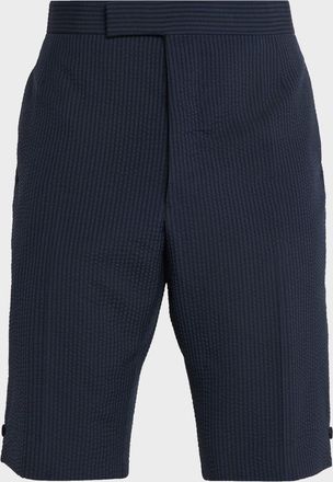 Thom Browne Men & apos;s Fit 1 Backstrap Seersucker Shorts