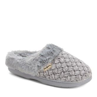 Dearfoams Claire Cable Knit Chenille Clog Slipper in Grey at Nordstrom, Size X-Large