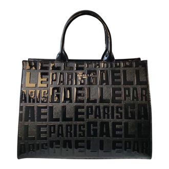 Ga&euml;lle Paris Handbags, female, Black, Size: ONE SIZE Maxi Shopper Lettering Vernice