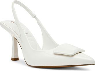 Anne Klein Ilani Slingback Pump in White Patent Pu at Nordstrom Rack, Size 6.5