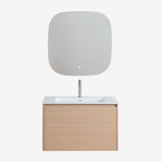 Sklum Conjunto De Mueble De Ba&ntilde;o Suspendido 80x50 Cm En Madera Con Lavabo Integrado Jacob Sklum